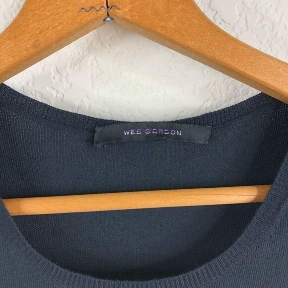 Wes Gordon Cashmere Embroidered Tulle-Trim Knit Top - Picture 8 of 10